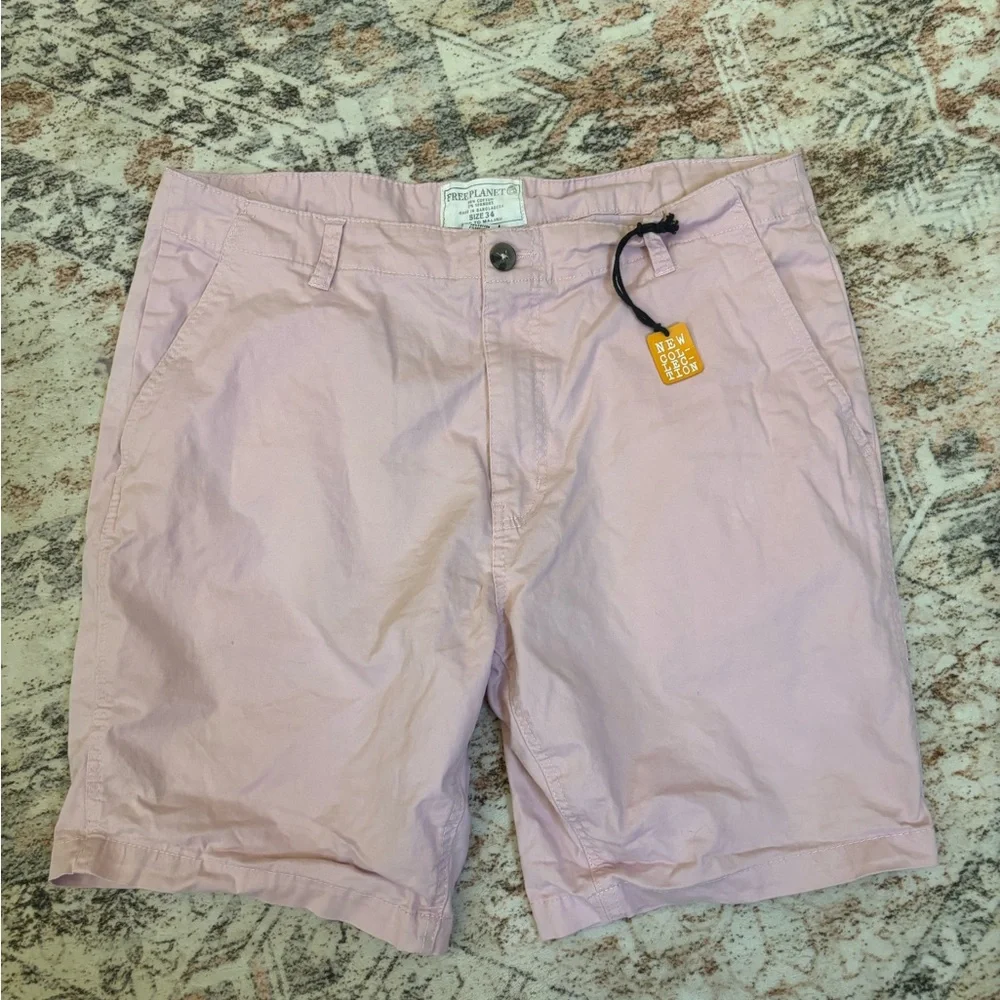 Free Planet Pink Chino Shorts Men’s 34 Stretch Cotton Casual Summer‎